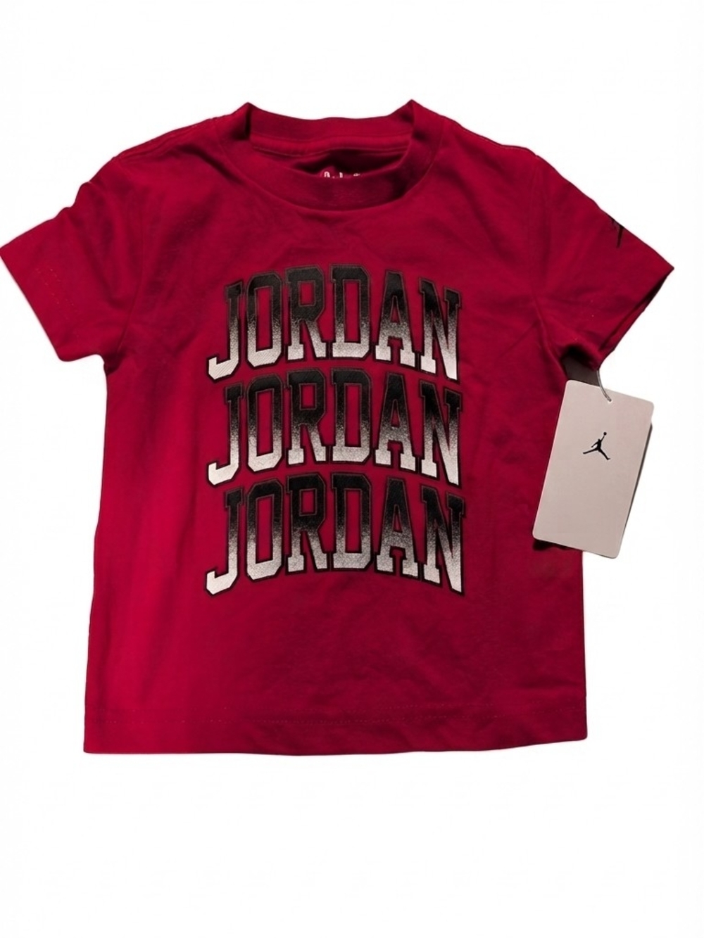 Jordan Red Kids' Short Sleeve Tee with Stacked Logo